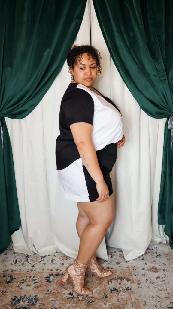 black and white shorts outfit