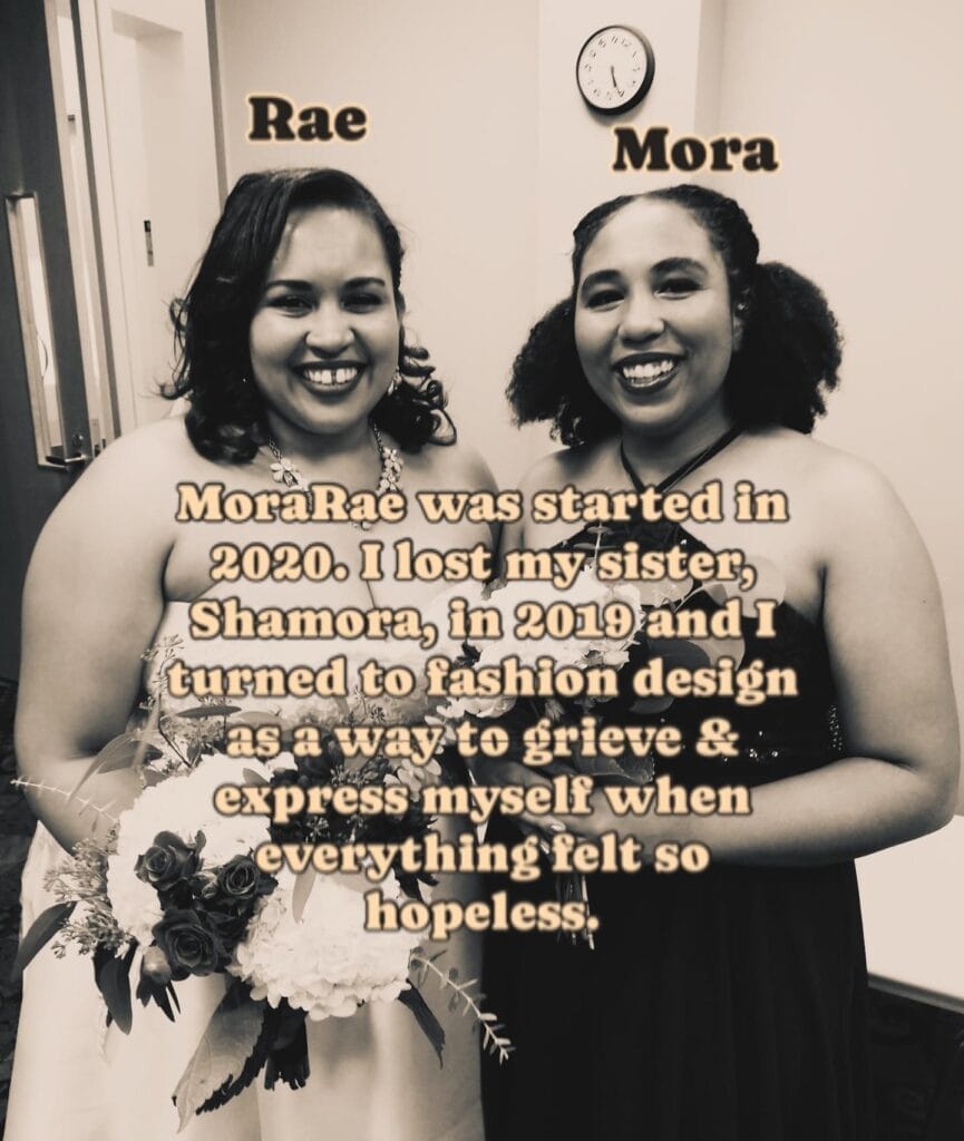 portrait of Sharae, the founder of MoraRae and Mora, her sister who inspired her