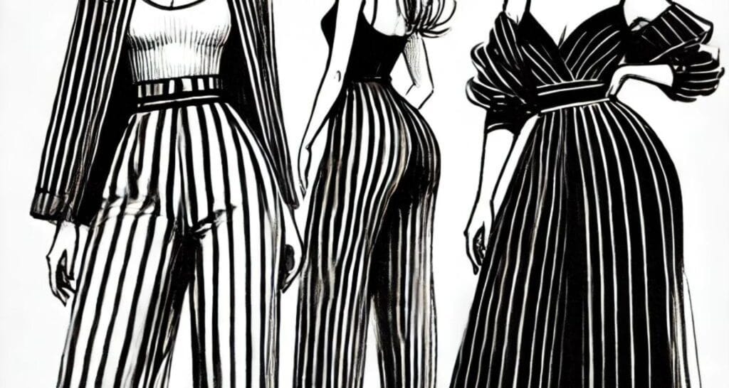 vertical stripe pants fashion sketch
